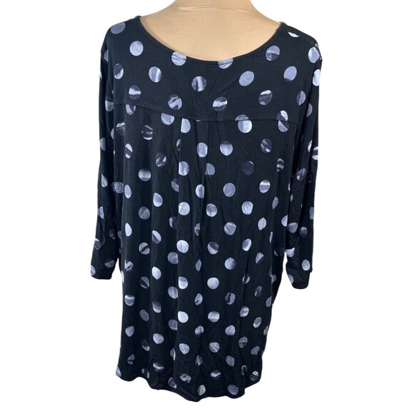 Philosphy Woman Knit Top Shirt Blue Black Dot Size 2X Stretch - Picture 3 of 7